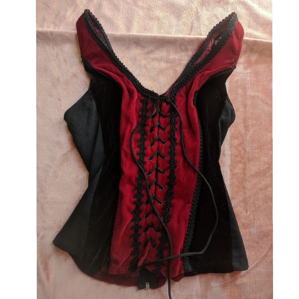 Lace Front Zip Back Morbid Threads Corset Medium